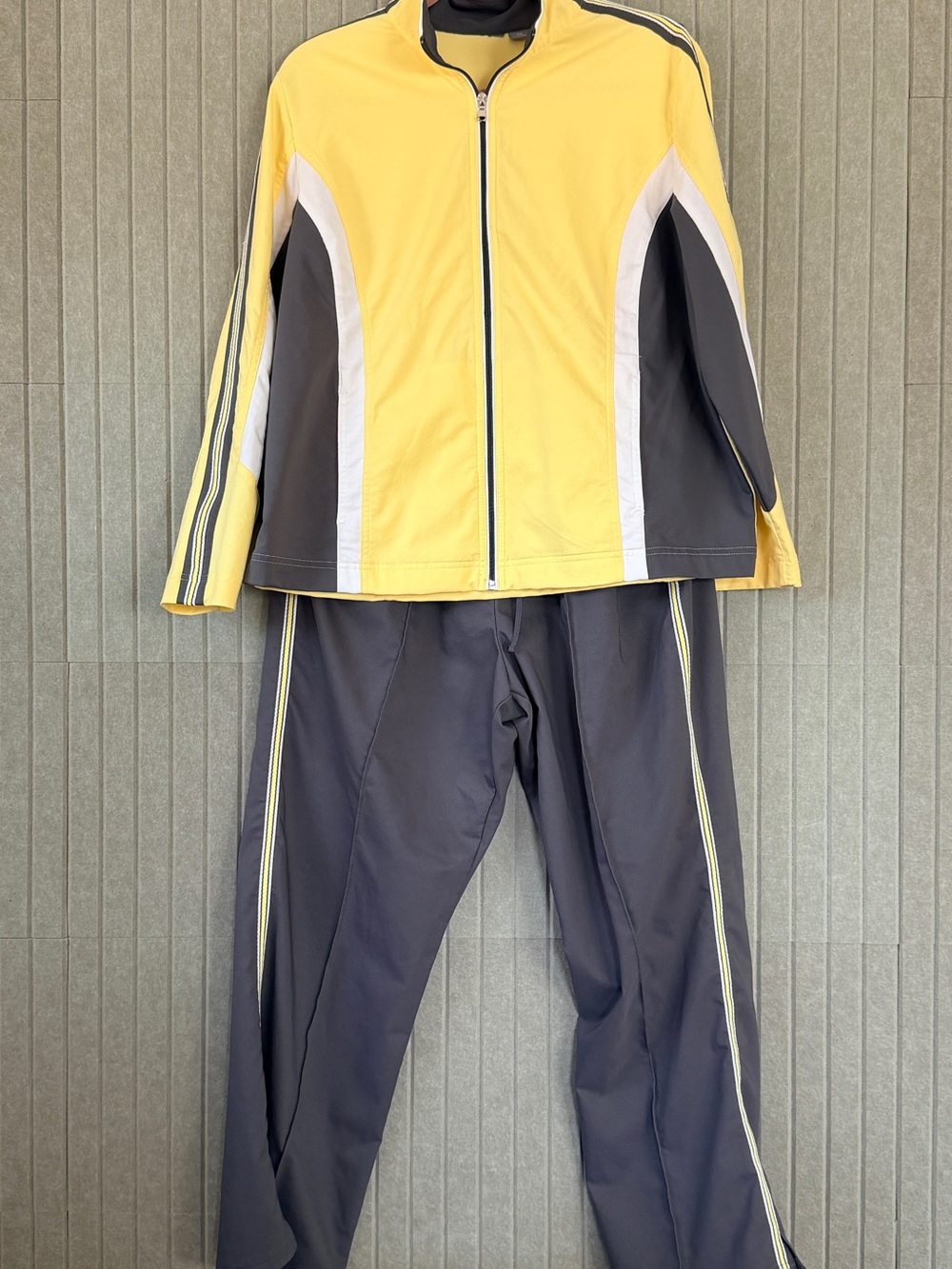 Yellow and Gray Track Jacket & Pants Set